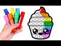 Dibuja y Colorea un CUPCAKE arcoíris POP IT 🌈🧁 Dibujos para niños