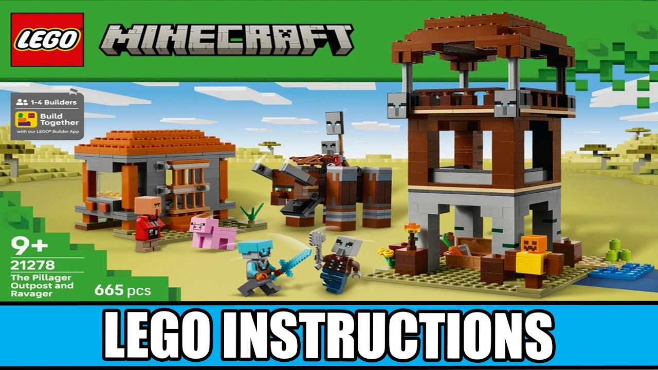 Minecraft - The Pillager Outpost and Ravager - Minifig-scale LEGO instructions