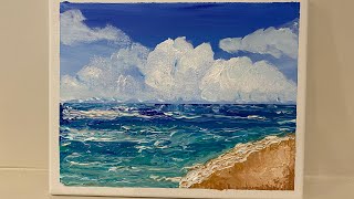 easy painting beginners ocean waves seascape clouds