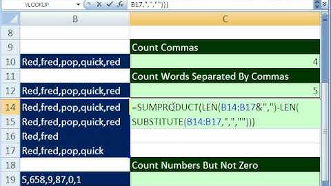 Excel Magic Trick 289: LEN & SUBSTITUTE functions Counting Tricks