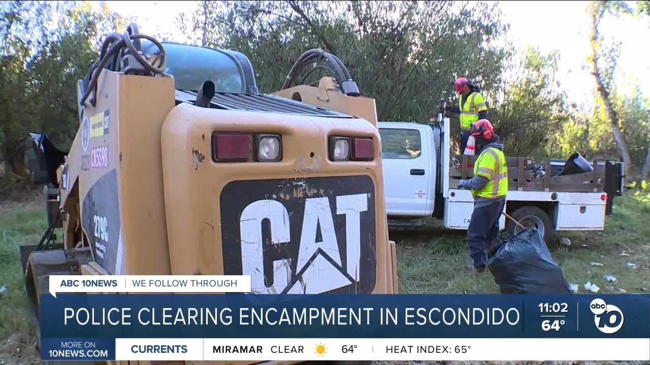 Homeless encampment behind Escondido apartment complex cleared out