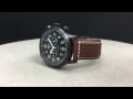 Montre aviateur homme acier noir chronographe etanche 50m bracelet cuir marron davis 0452br