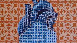 Acrylic tile pattern painting (time lapse)