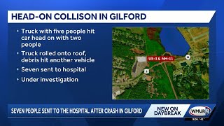 Seven people sent to the hospital after head-on crash in Gilford