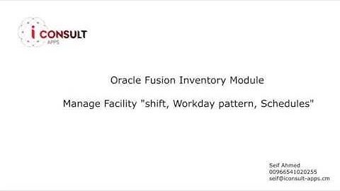 Oracle Fusion Inventory - Arabic - "Create Shift - Workday pattern - Schedules"