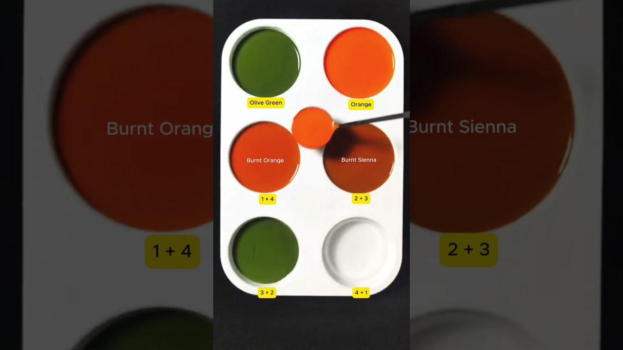 Create 4 colors from 2 colors : Olive Green + Orange 
