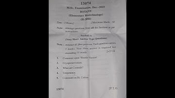 Elementary biotechnology  Botany 2023 exam paper 3 semester #ccsu