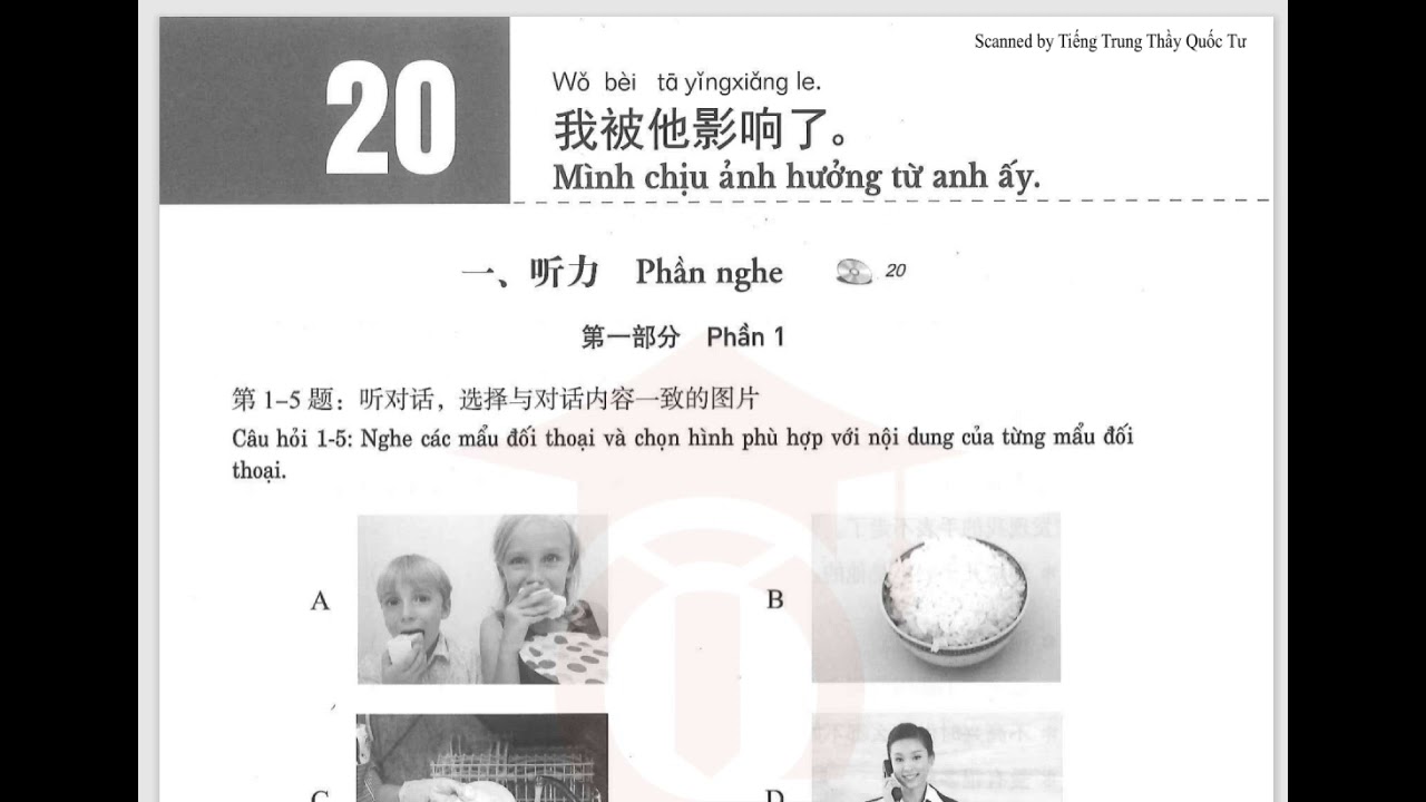 Sách bài tập HSK3 chuẩn - File nghe bài 20 HSK3