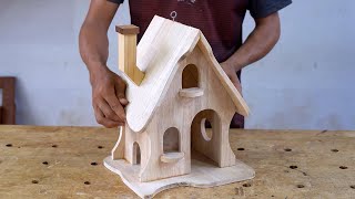 Make a homemade wooden bird house and bird feeder
