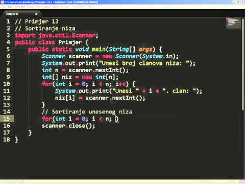 Java Primjer 13: Sortiranje niza - YouTube