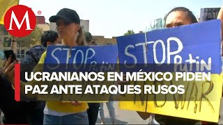 Comunidad Ucraniana en México marcha hacia embajada Rusa