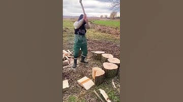 Wood chopping skills #axe #woodworking #shorts #woodcutting