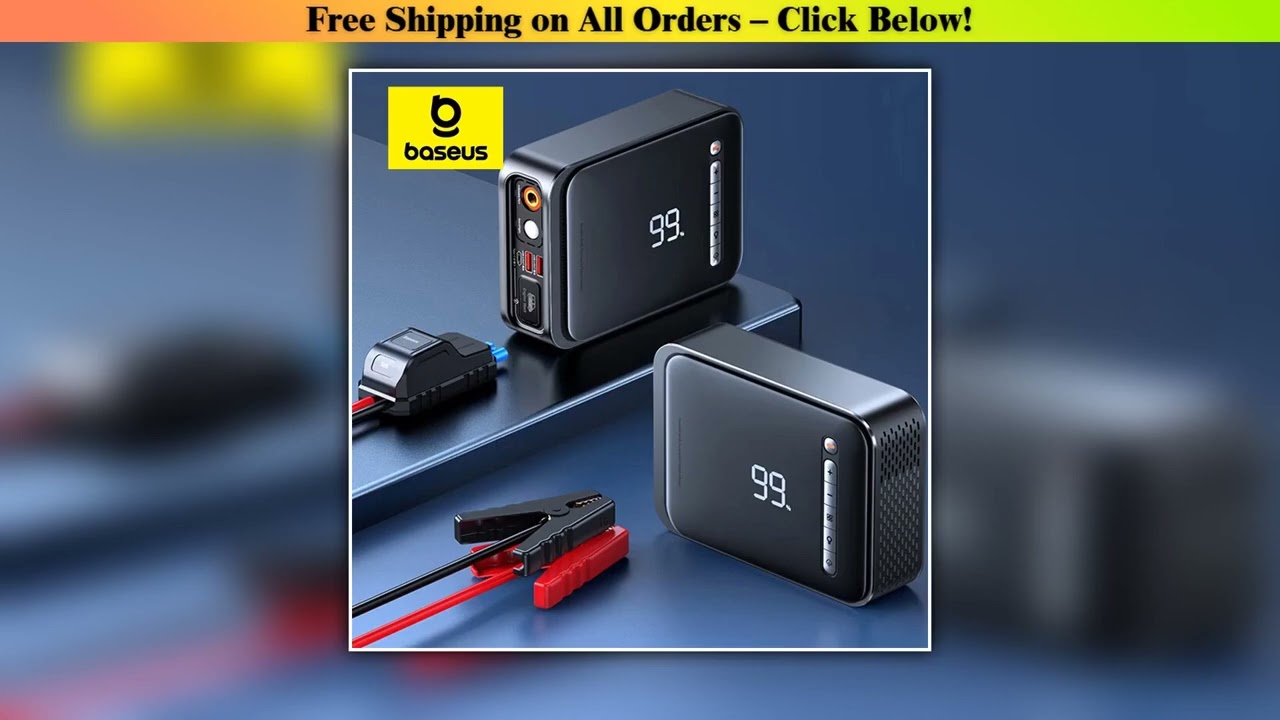 Baseus 2 In 1 Car Air Pump 8000mAh Power Bank Portable Air Compressor with LCD Digital Display Car