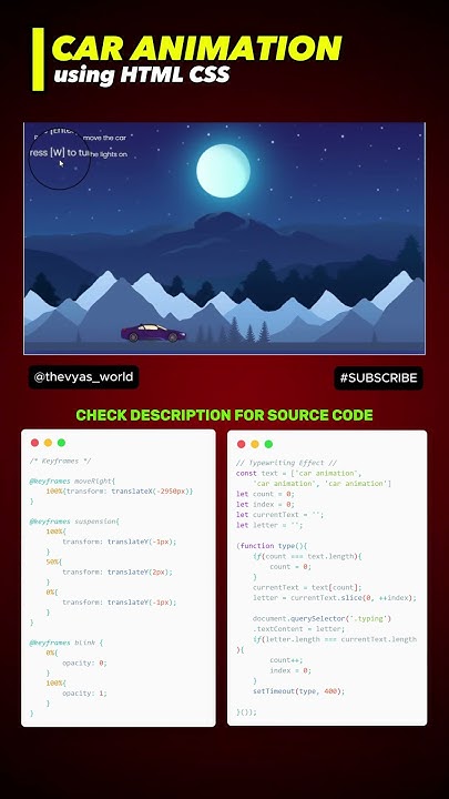 Car Animation using html css javascript #coding #programming #gaming # ...