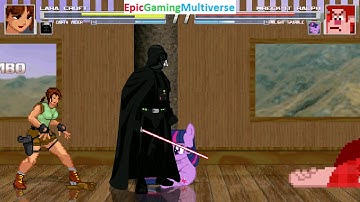 Twilight Sparkle And Wreck-It Ralph VS Lara Croft And Darth Vader In A MUGEN Match / Battle / Fight