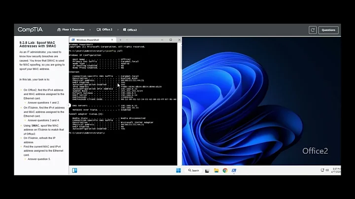 Testout | Network + | 9.3.8 Lab: Spoof MAC Addresses with SMAC