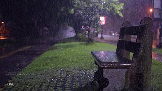 Rainy Night on a Bench : ASMR Rain Sounds for Sleep , Meditation and Study