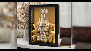 wood shadow box with light, wine cork holder, amazon