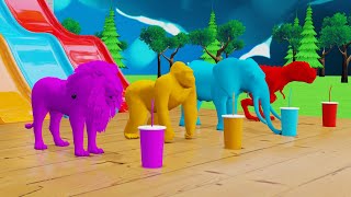 Choose Right Drink With Elephant Gorilla Cow Lion Dinosaur Wild Animals Games Fountain Crossing Game