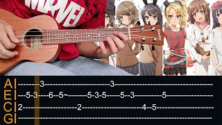 Video thumbnail of "BUNNY GIRL SENPAI - ending (Fukashigi no Karte) no ukulele with TABS"