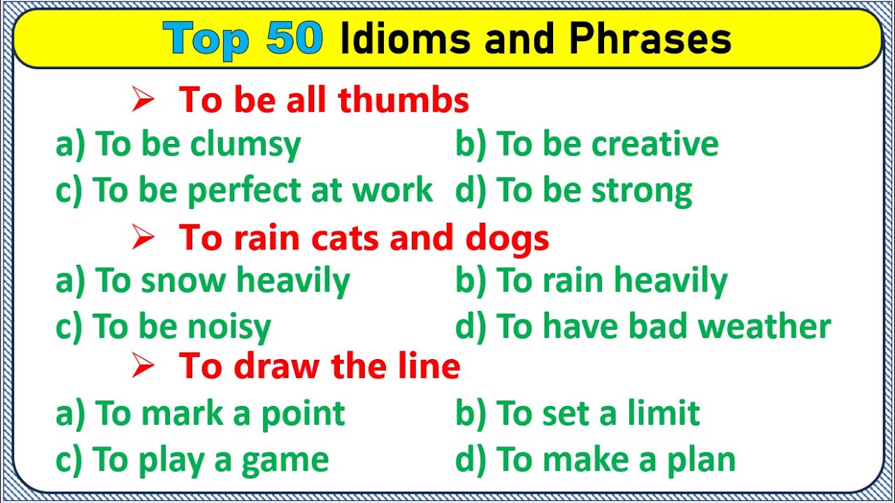 Top 50 Idioms & Phrases in English | English Grammar | English Language #idiomsandphrases  #idioms