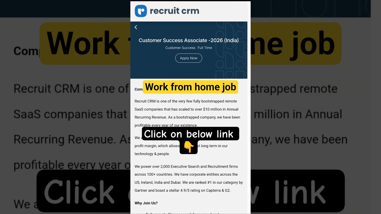 rewrite this title Work from home job for fresher || Fully Remote Job || Recruit CRM Job || #shortsfeed #trendingshorts rewrite this title Work from home job for fresher || Fully Remote Job || Recruit CRM Job || #shortsfeed #trendingshorts