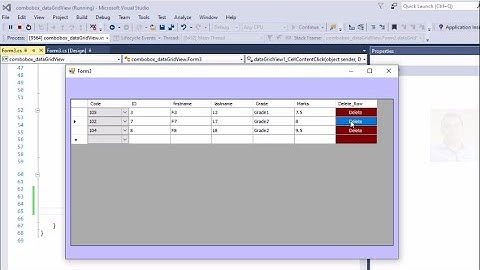 C# tutorial How to add button delete to remove row  in dataGridView without database in C#