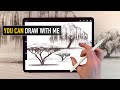 Tutoriel de dessin au crayon pomme  comment dessiner des arbres  saule et acacia