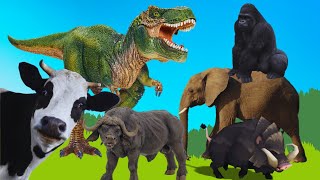 Exciting Bowling with Wild Animals | buffalo gorilla dinosaur elephant obstacle course game screenshot 1