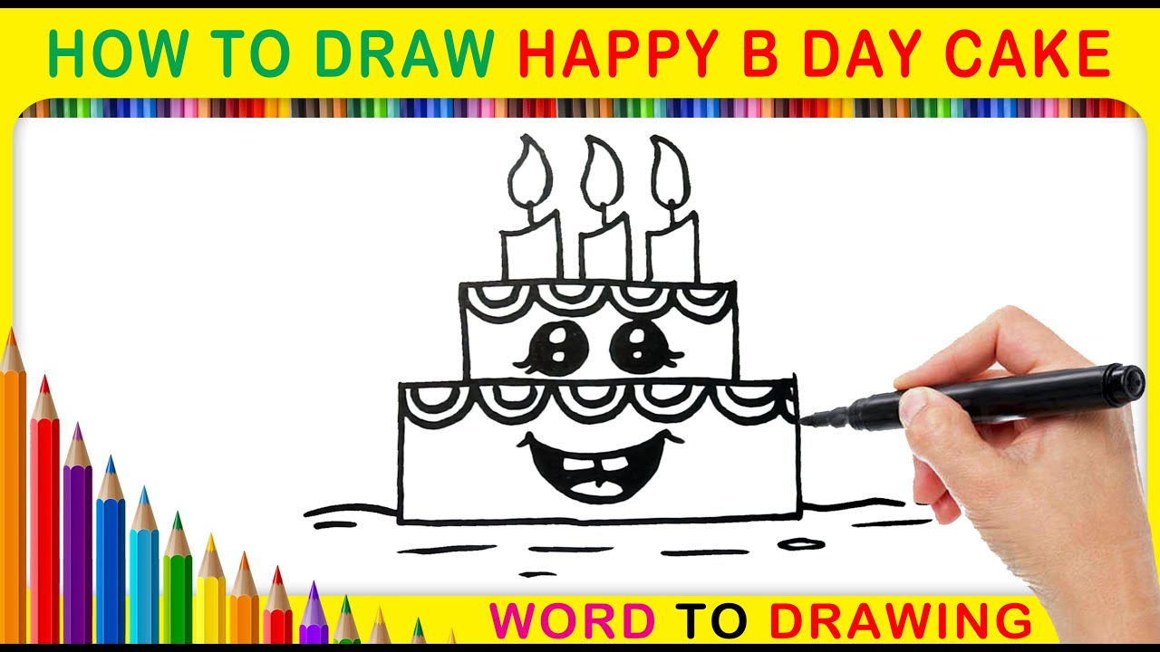 How to draw Happy Birthday Cake | Kids Drawings | ED STUDIO - YouTube