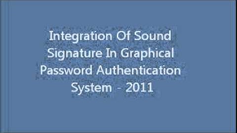 Integration Of Sound Signature In Graphical Password Authentication System - 2011
