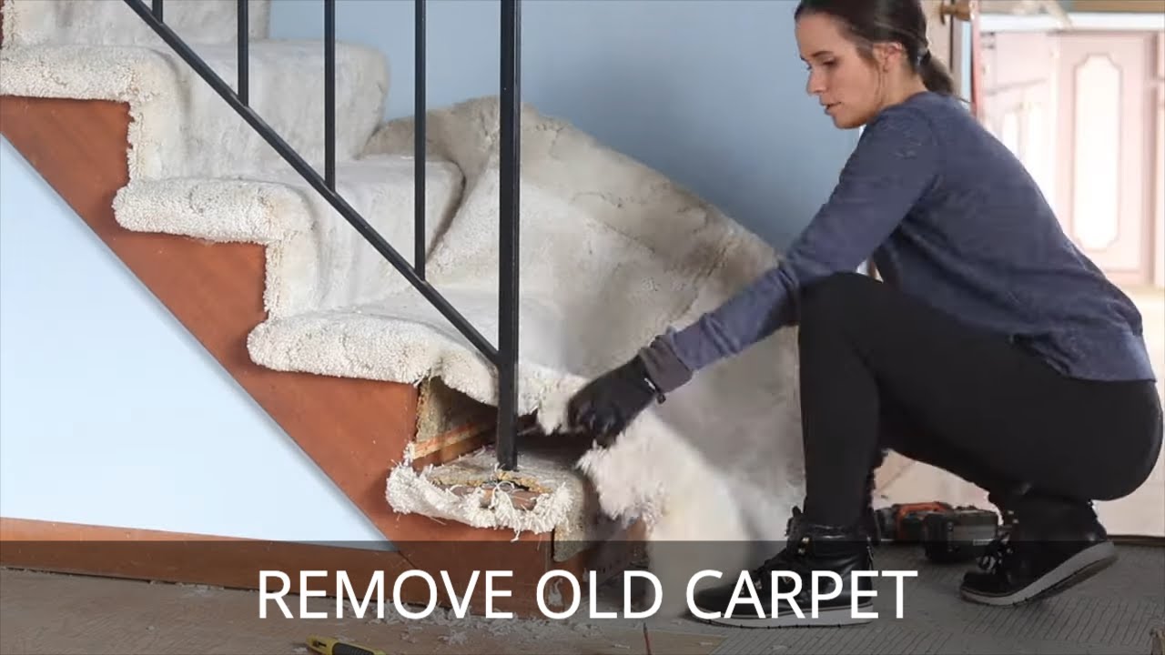 How to Remove Carpet from Stairs | Gross Old Carpet Removal - YouTube