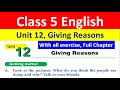 Class 5 English Unit 12 Giving Reasons With All Exercise Full Chapter 