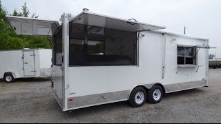 White 8.5 x 24 Concession Trailer  BBQ Smoker Event Catering