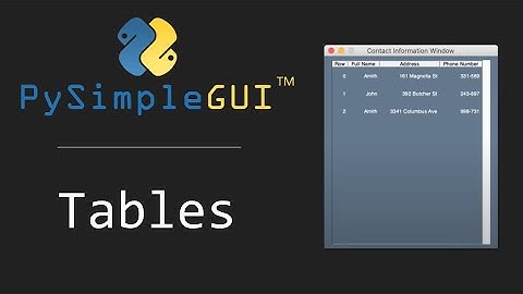 PySimpleGUI - Tables
