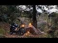 【バイクキャンプ】ハンターカブに乗って秘境でブッシュクラフト野営ソロキャンプ｜ASMR