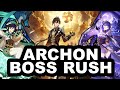 3 Archons [Zhongli / Raiden Shogun / Venti] Against All Bosses In The Game - Genshin Impact