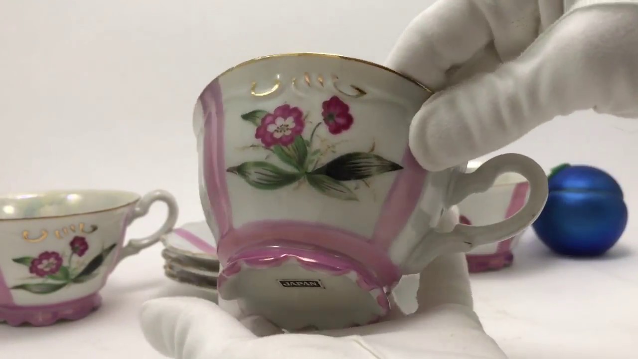 Opalescent Vintage Teacup and Saucer Trio