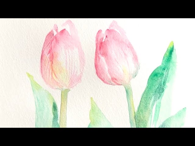 水彩画]チューリップの花を描く/watercolor /制作過程 - YouTube