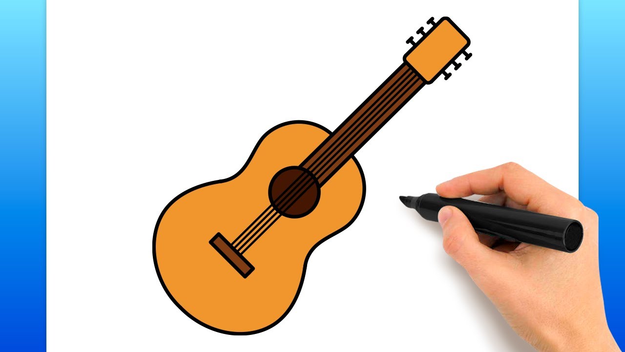 How To Draw A Guitar (Easy Drawing Tutorial) - YouTube