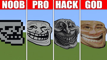 Pixel Art (NOOB vs PRO vs HACKER vs GOD) Troll Face in Minecraft