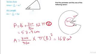 Mensuration: 5.3  Area and perimeter of circular sectors  ( for IGCSE)