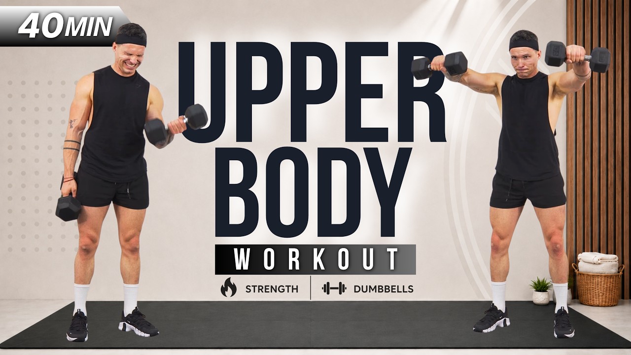 40 Min UPPER BODY DUMBBELL WORKOUT | Build Muscle at Home | Warm Up ...