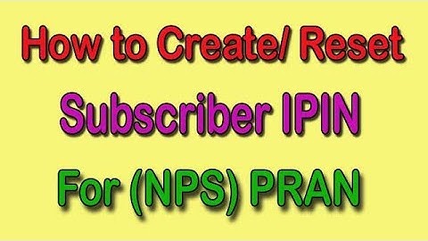 How to Reset IPIN for NPS- PRAN Subscribers