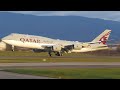 4K | Qatar Amiri Boeing 747-8(BBJ) A7-HHF landing &amp; takeoff at Geneva/GVA/LSGG