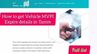 How To Check Vehicles Mvpi Expiry In Ksa Fahas Expiry Details In Tamm
