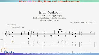 Irish Melody - Feliks Horecki (1796-1870) for Classical Guitar with TAB