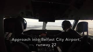 Flybe Dash 8 Q400 into Belfast City runway 22 (BHD/EGAC)