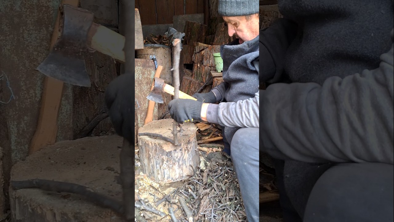 Rhythmic Axe Work | Pure Wood Splitting Sounds in Nature 