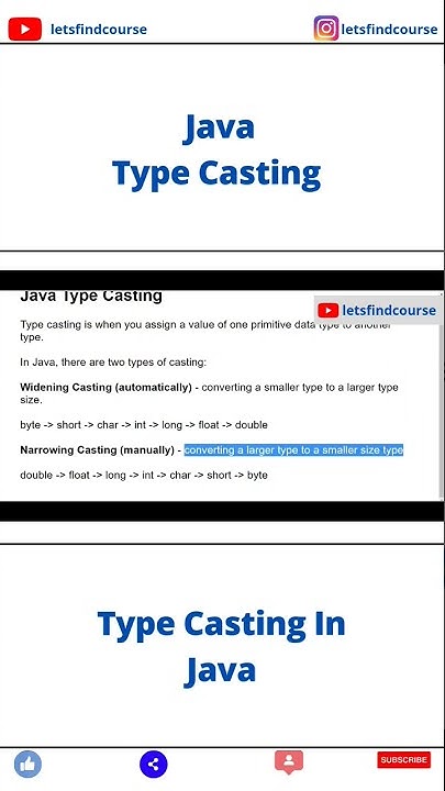 Java Type Casting | Type Casting In Java #java - YouTube